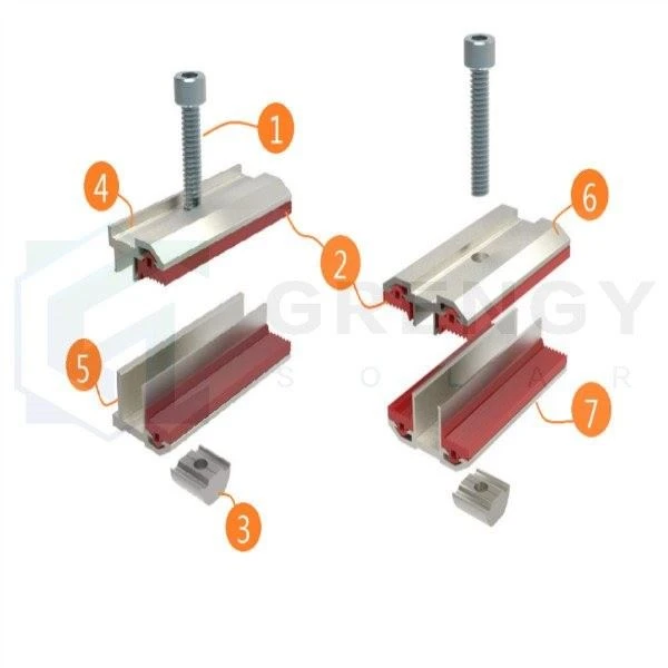 Al Mid End Clamps For Thin Film Solar Panel